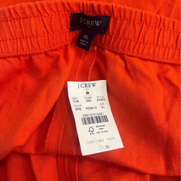 J.Crew NWT Linen Blend Drawstring Short Size XL Orange - Picture 9 of 12